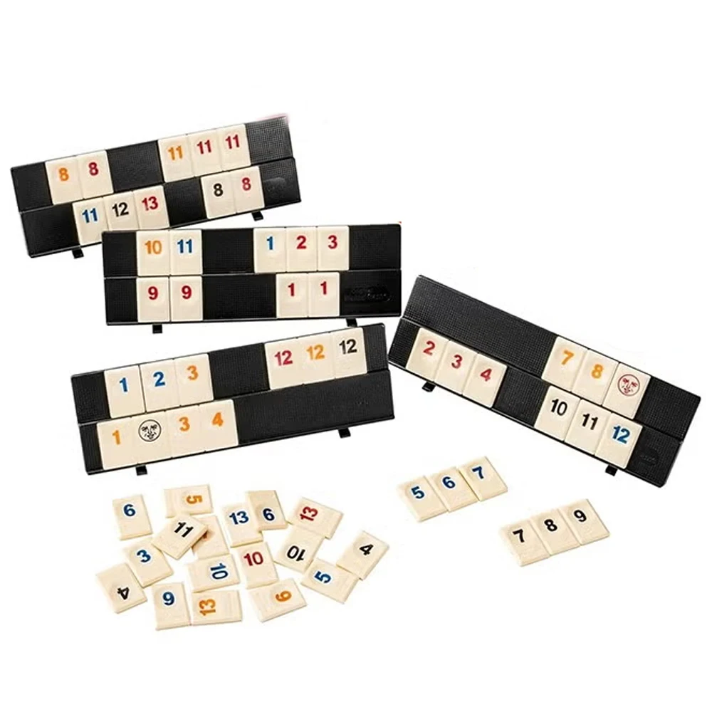 لعبة Rummy Cube مع 4 رفوف، مجموعة ألعاب Rummy Cube مع حقيبة محمولة، ألعاب لوحية كلاسيكية Amily ألعاب ألغاز تعليمية للمراهقين