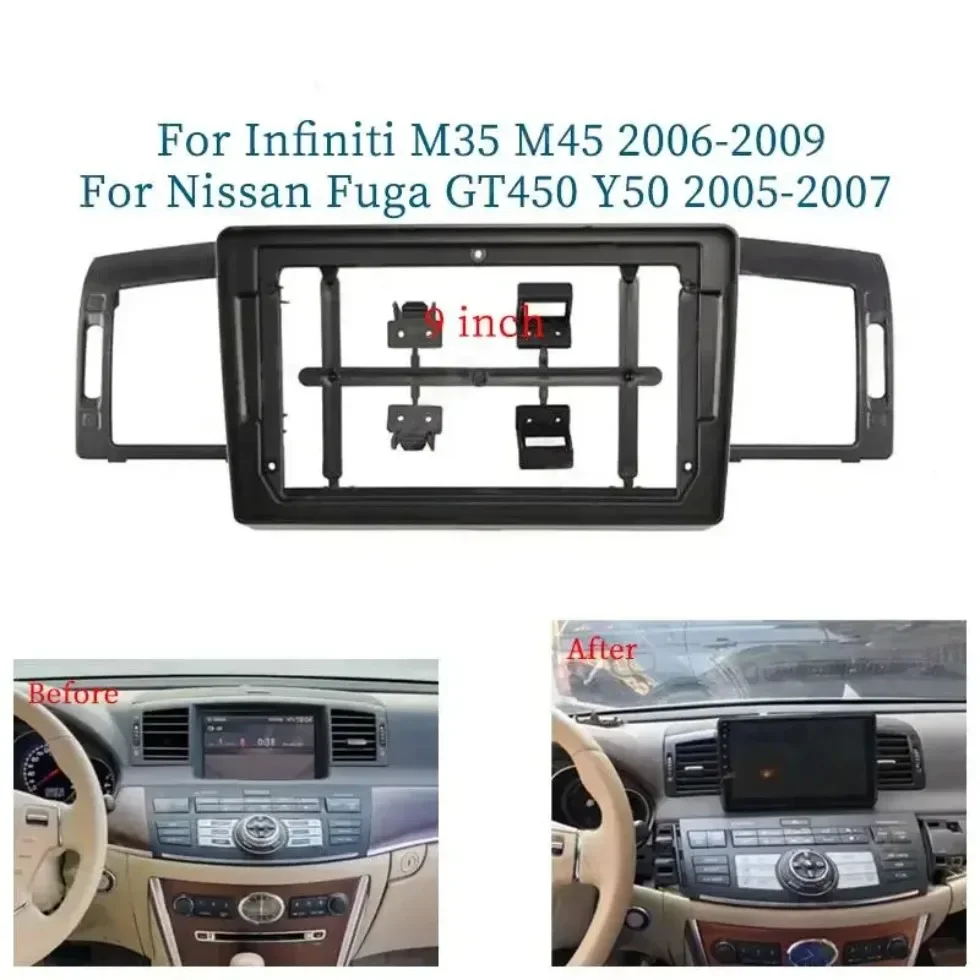 For Infiniti M35 M45 Nissan Fuga GT450 Y50 9 Inch Car Frame Fascia Adapter Android Radio Dash Fitting Panel Kit