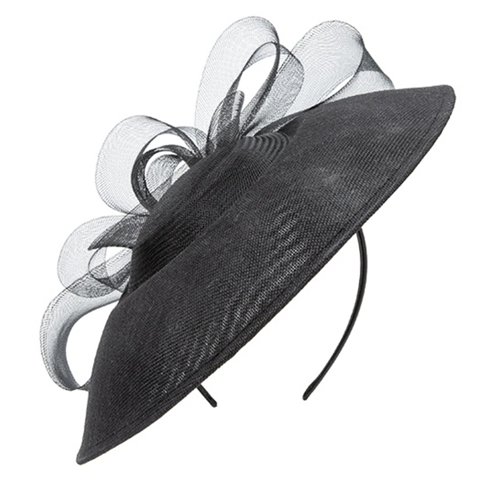 

Retro Bridal Wide Brim Fascinators Hat for Women Ladies Wedding Cocktail Tea Party Dress Church Derby Hats With Gauze Bowknot