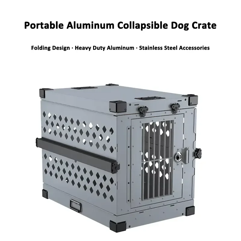 Professional Breathable Foldable Aluminium Outdoor Cat Dog Car Transport Foldable Small Pet Cages for Pets