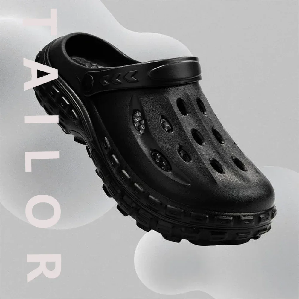 

ZHIDA/летние мужские сабо на толстой подошве с ремешком, прочные сандалии на платформе, удобные массивные тапочки, шлепанцы из ЭВА, уличная пляжная обувь