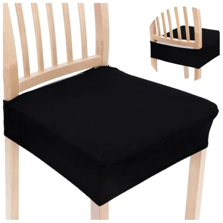 

Stretch Jacquard Seat Covers for Dining Room Chairs Removable Washable Chair Seat Protector Slipcovers No Rear Covers