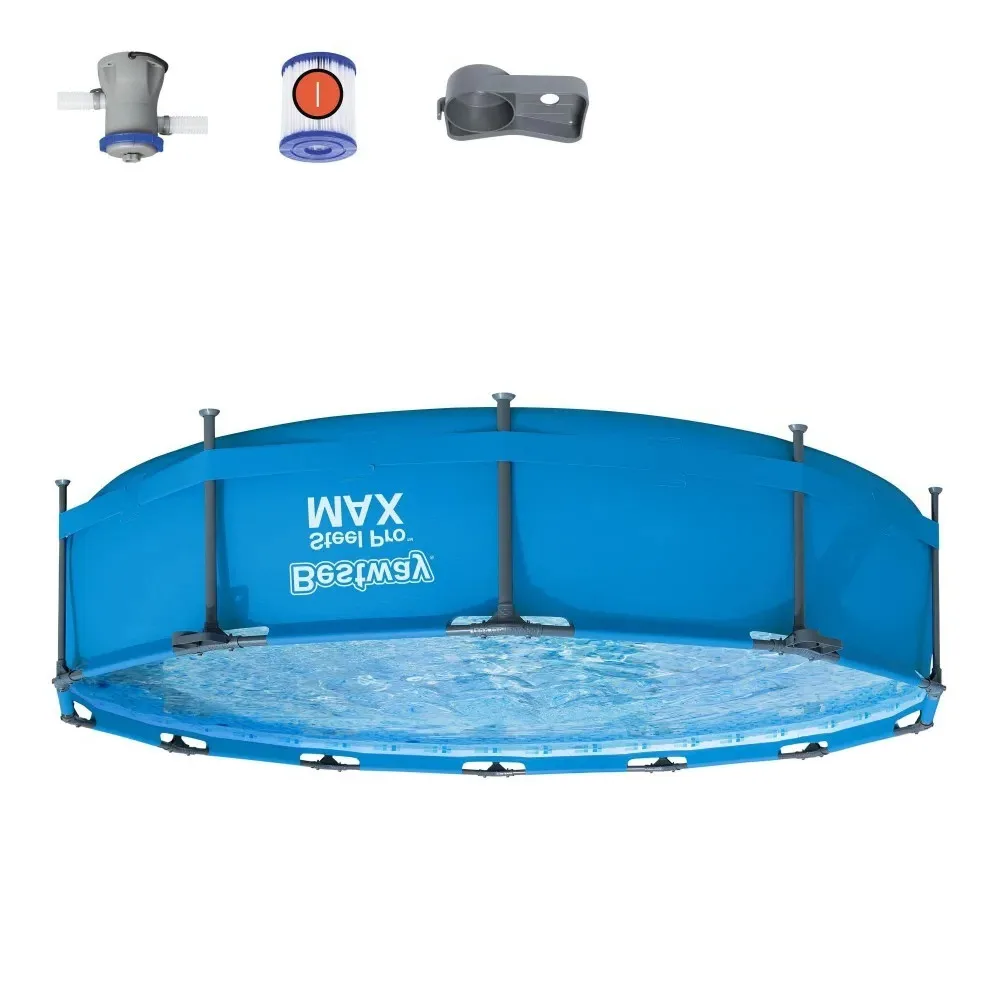 

56416 Bestway STEEL PRO MAX 366*76 см Каркасный бассейн без фильтра 12'*30" для улицы, надземный, с толстыми стенками, для купания и отдыха.