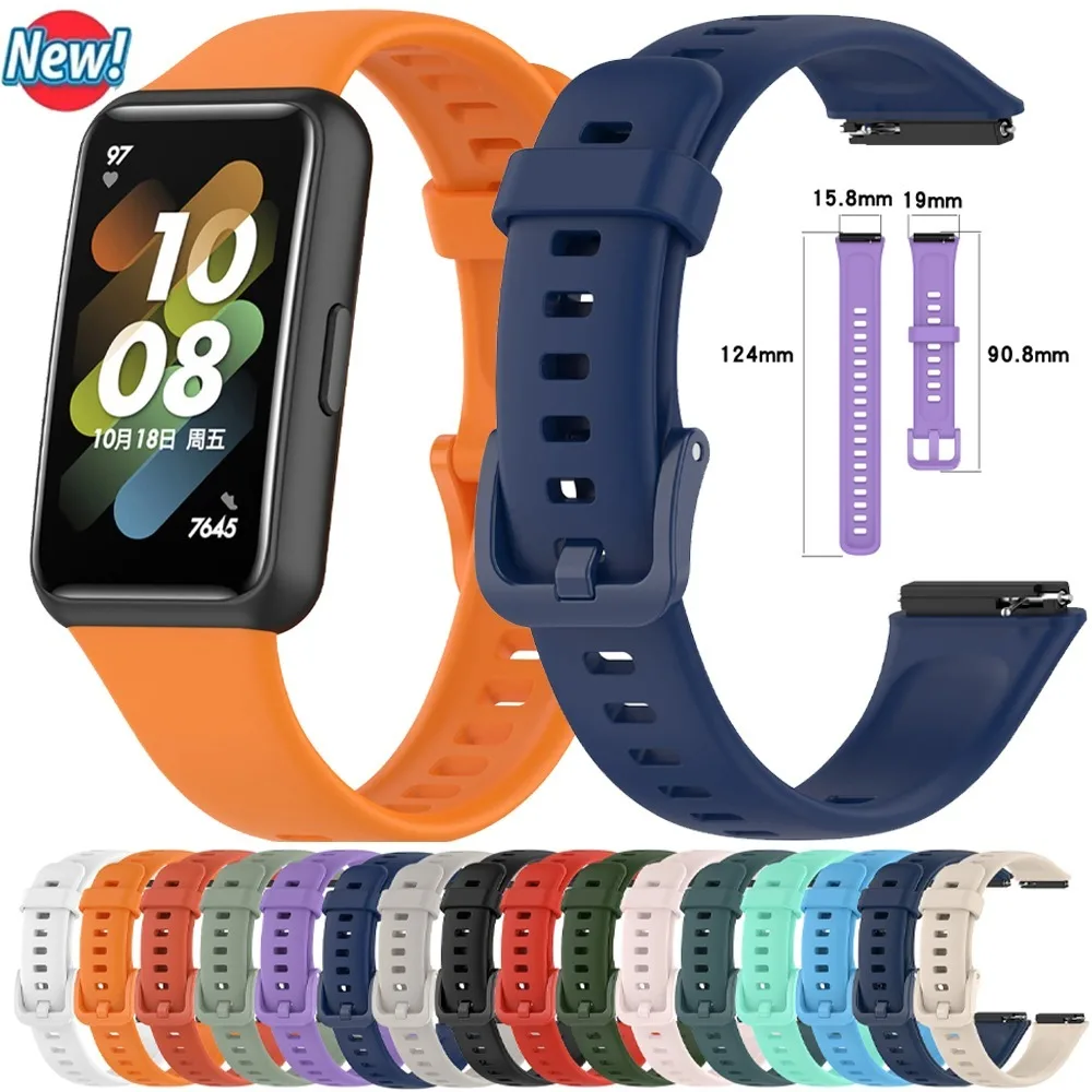 Silicone Watch Strap for Huawei Band 7 Original Breathable Bracelet Wristband for Huawei Band 7 Replaceable Comfortable Correa