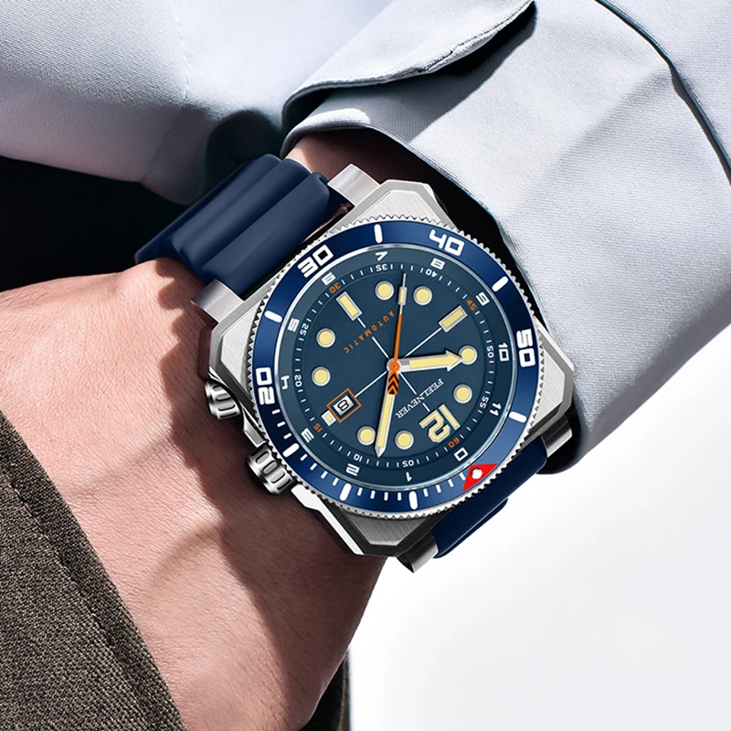 FEELNEVER New Sapphire Automatic Watches for Men Fashion Business Diving Watch Men 1000M Waterproof Men's Mechanical Wristwatch view 5