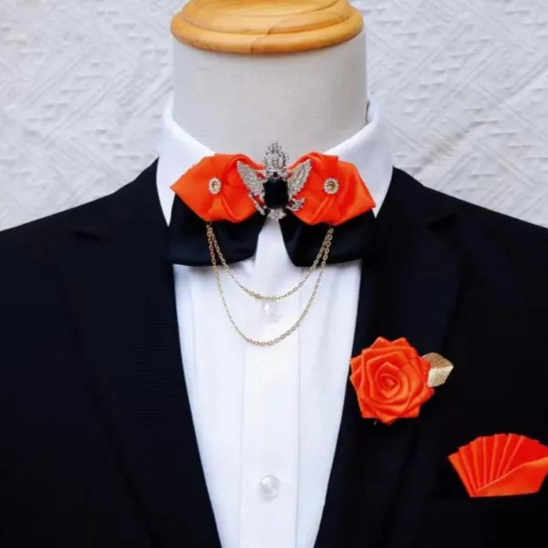 

Набор галстуков-бабочек ручной работы, мужской и женский деловой костюм, аксессуары, воротник с цветами, винтажный свадебный галстук-бабочка, карманное полотенце, брошь, наборы из 3 предметов