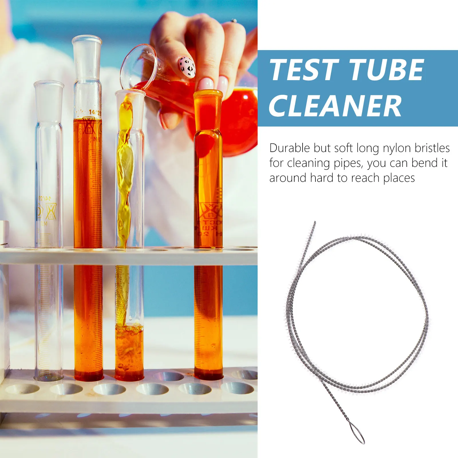 

Nylon Test Tube Brush Long Bristles Cleaner for Bottle Straw Coffee Straw Water Dispenser Spout Cleaning Pipe