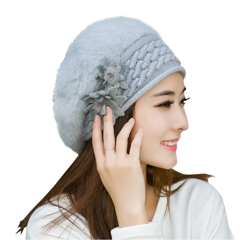 

Hat For Women Wool Thickened Warm Knitted Wool Cap Winter Outdoor Sports Snow Outdoor Warm Hat Camping Leisure