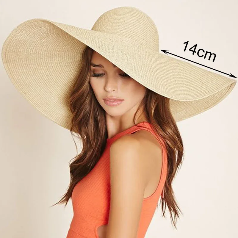 Summer Simple Floppy Sun Hat Women Wide Brim Beach Hat Girls Seaside Travel Foldable Straw Hat Sunscreen UV Protection Lady Cap