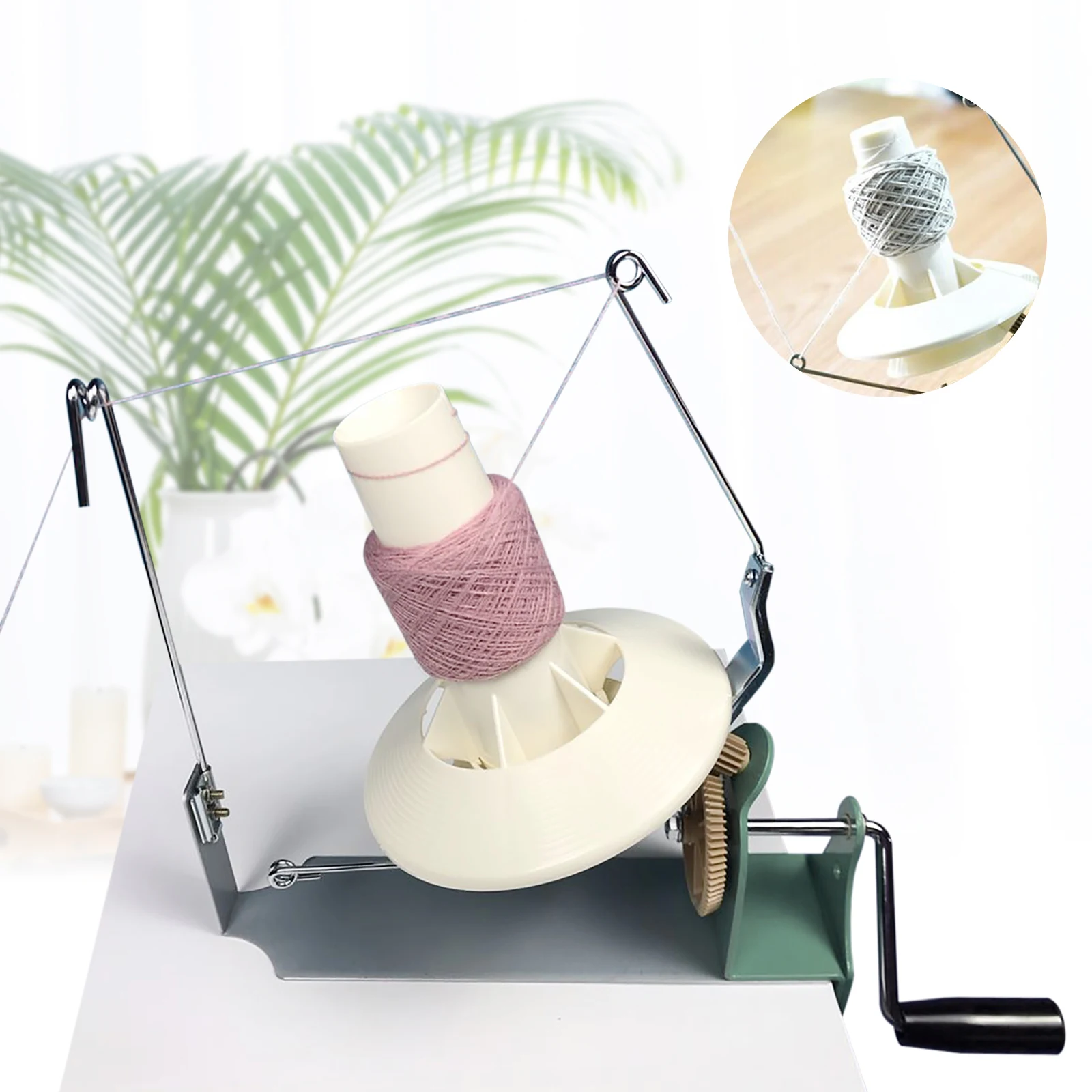 Yarn Ball Winder Hand Operated Metal Yarn Fiber Wool Ball Winder 500g Capacity Bench Manual String Ball Winding Tool