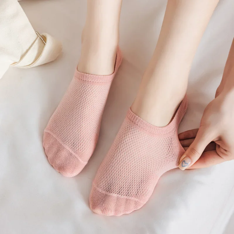 5 Pairs Women Boat Socks Soft & Breathable Lightweight Solid No-Show Sock Simple Comfortable High Quality Ultra-thin Female Sox