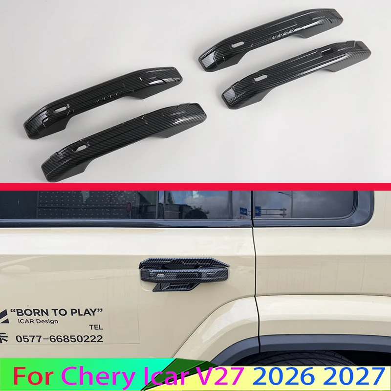 For Chery iCAUR V27 2026 2027 Car Accessories ABS Door Handle Cover With Smart Key Hole Catch Cap Trim Molding