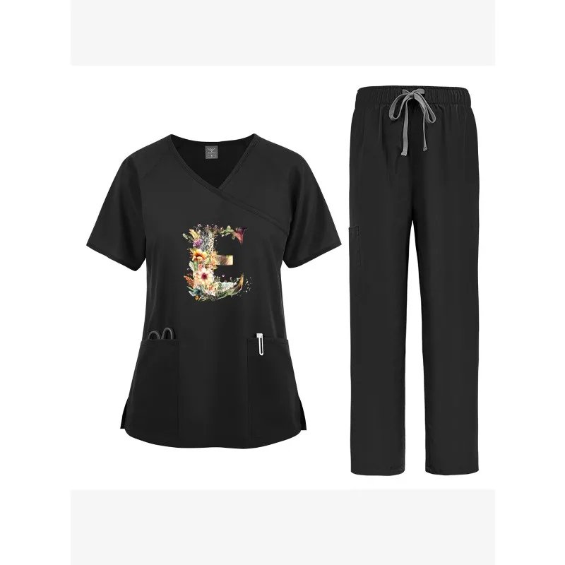 

Женские скрабы с завязками на спине, брюки с короткими рукавами и принтом на заказ, тонкая быстросохнущая униформа медсестры, салон красоты, центр беременных, спецодежда