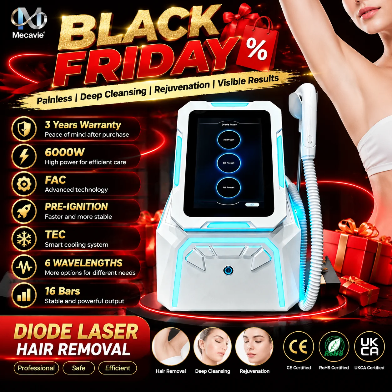Salon Grade Multi‑wavelength Skin Beauty Equipment 10 Inch Touch Screen System Complete Accessories With Aluminum Alloy Flight
