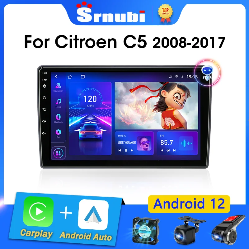 Srnubi 2 DIN Android 12 Carplay Car Radio for Citroen C5 2008 - 2017 Multimedia Player GPS Navigation Stereo 2din 7862 Auto DVD