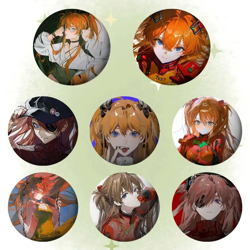 Cute A-Asuka Lang-leys Badges Tinplate Soft Button Pin Brooch Metal Badge Custom Jewelry Accessories Hat Bag Lapel
