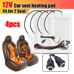 12V Universal Car Heated heating Heater Seat Pads 6 Level Round switch Carbon Fiber Winter Warmer Seat Covers KIt