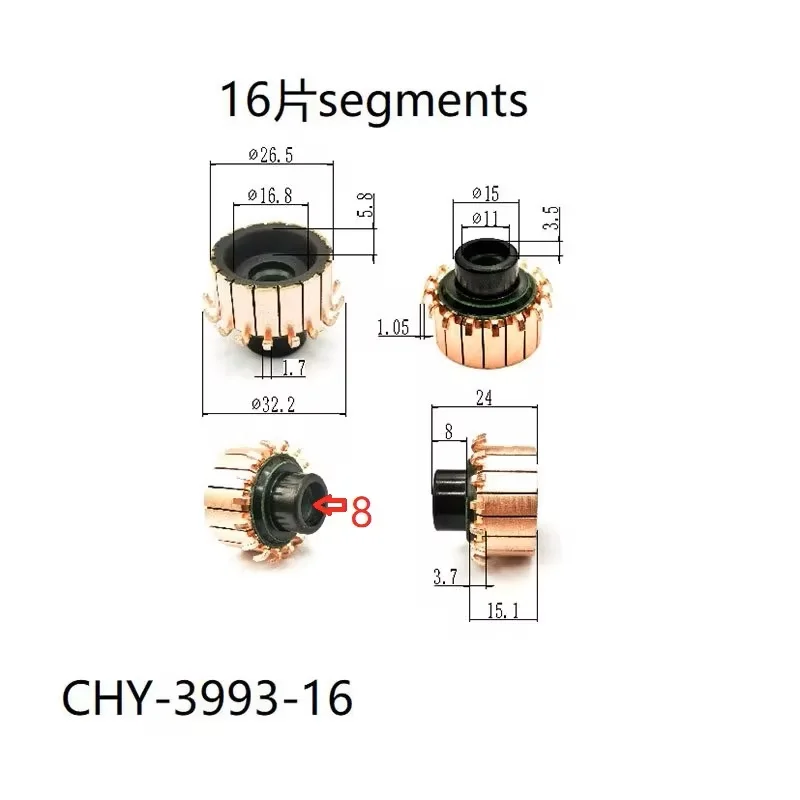 معكوسة برأس نحاسي ، مقوسة قياس 8x x 16p