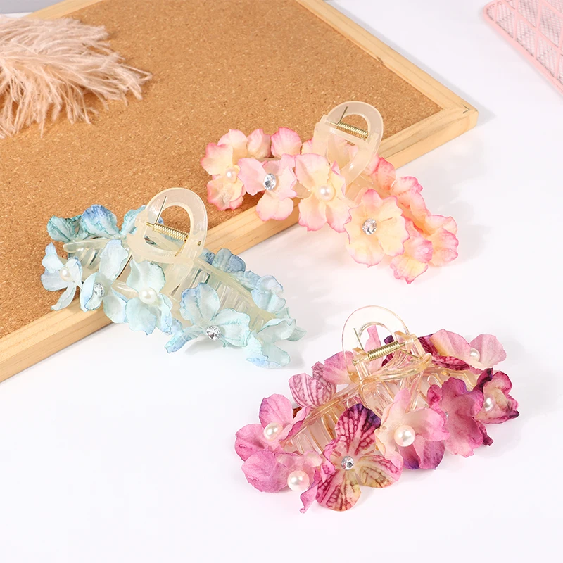 Large Rose Flower Hair Clip Claws For Women Hair Shark Clip Thick Hair Barrettes Hairpins Women Girls Hair Atmosphere Accessorie