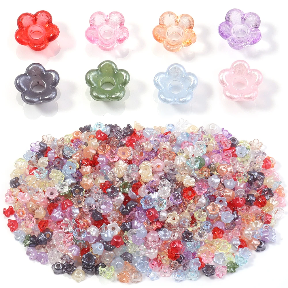 50 gr/beutel Acryl Perlen Bunte Fünf-Blütenblatt Blume Perlen Kappen Für Schmuck Machen DIY Armband Halskette Telefon Schlüssel Kette Zubehör