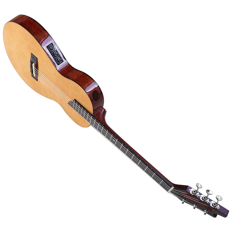 Thin Body Silent Electric Classical Guitar 36 Inch 6 String Silent Nylon Guitar Solid Sapele Body Hand Made Electric Guitar