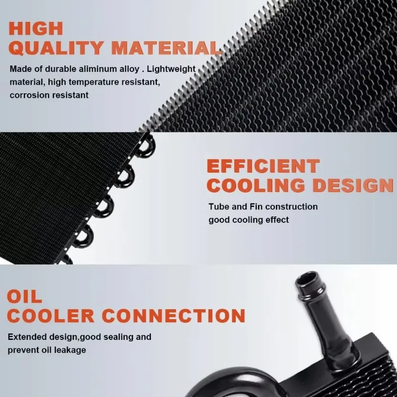 10 Row 5/16 Inch Aluminum Transmission Oil Cooler Kit Universal Auto Modified Cooling Radiator Protection Assembly