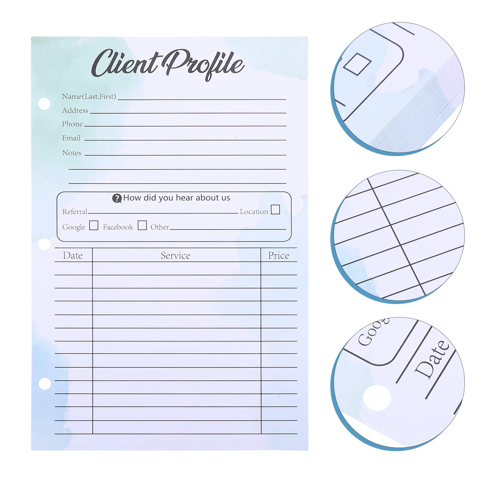 50 قطعة تصميم ثقب ملف العميل للاستخدام الموثق أوراق معلومات العملاء بطاقات تسجيل الأعمال الصغيرة مكتب صالون الفندق #1