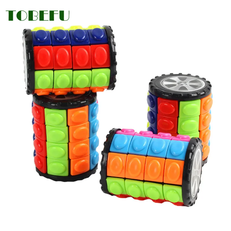 TOBEFU 3D Magic Corn Cube Tower Puzzle Speed Cube Wheel Rotating Game Cubos Cylindrical Toys for Children Educational Gifts