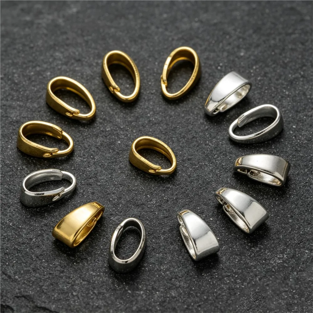 50pcs 18K Gold Plated  Pendants Pinch Bail Clips Melon Seeds Charms Clasps Connector For DIY Nacklaces Jewelry Making Findings - view 5