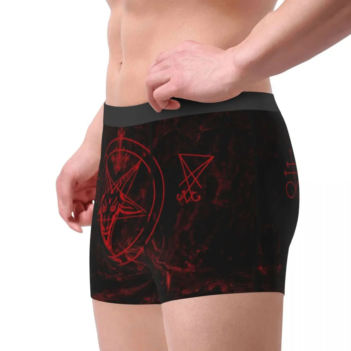 Custom Baphomet Leviathan Cross Underwear Men Breathbale Devil Satanic Boxer Briefs Shorts Panties Soft Underpants For Male