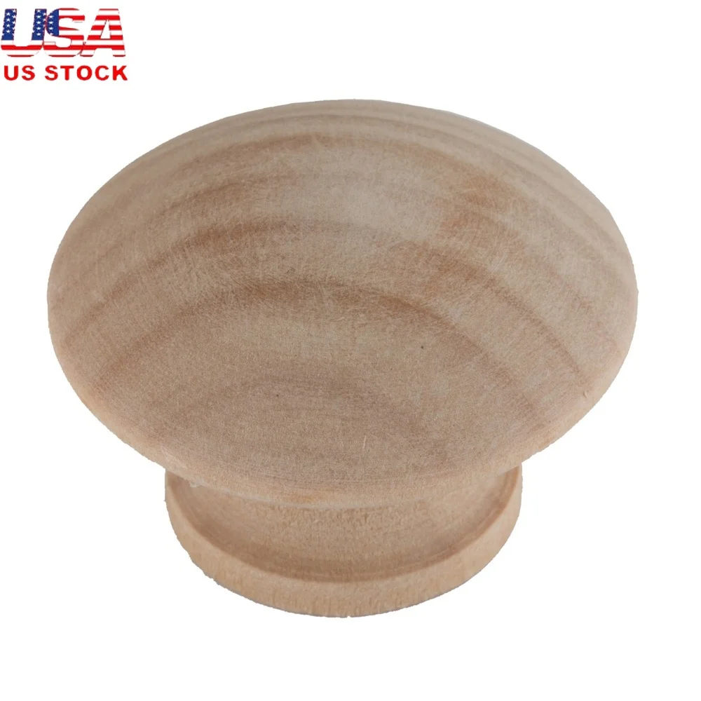 

Unfinished Wood Round Cabinet Knob 10 Pack Durable 1-1/2 Inch Easy Installation Smooth Surface Farmhouse Style Hardware