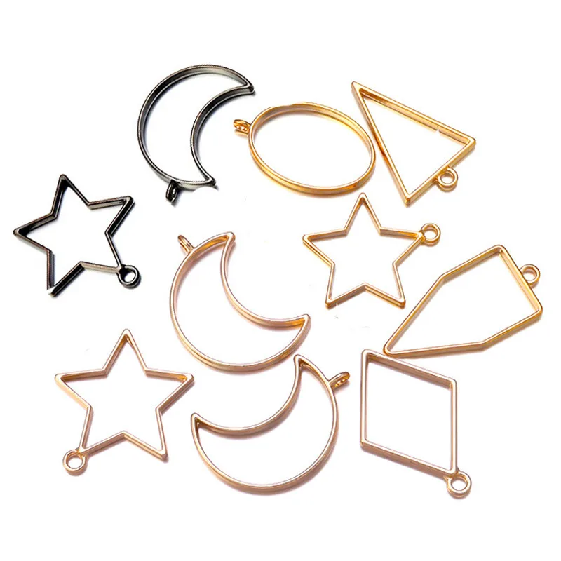 

10pcs/set Geometric Figure Charm Hollow Glue Blank Pendant Tray Bezel Charms DIY Handmade Bezel Mold For Jewelry Making Wholesal
