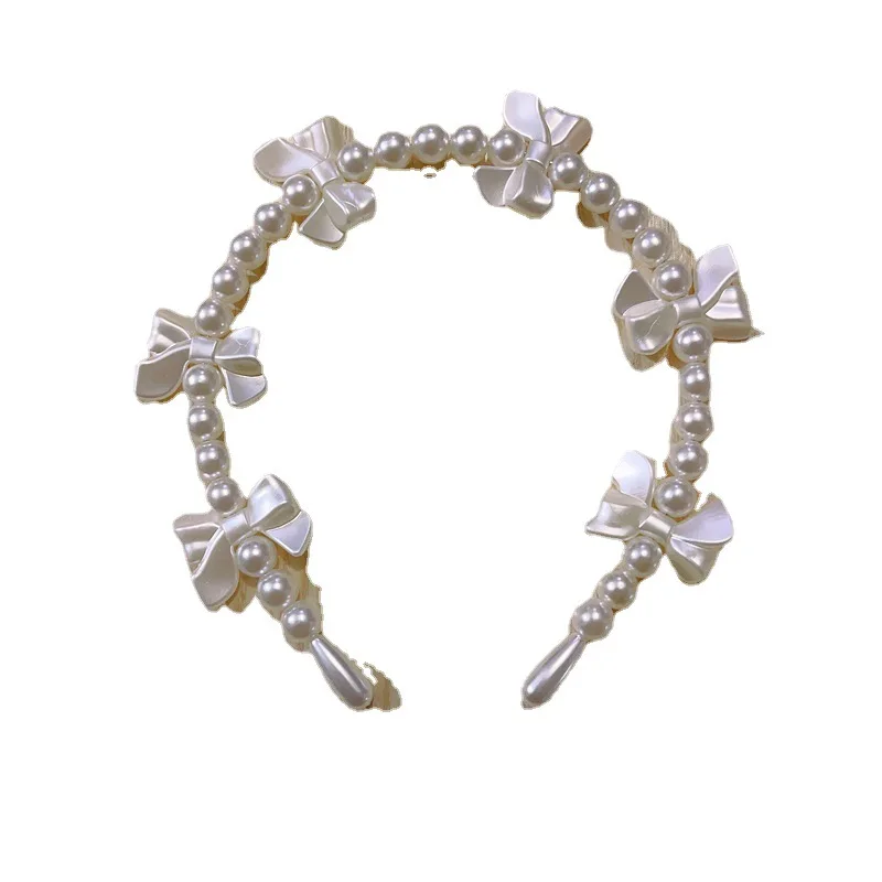 Handwoven Knotted Pearl Headband With Bow Pearl Women's Headband