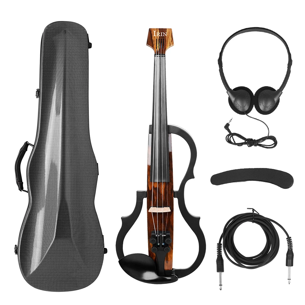 

4/4 Electric Violin Carbon Fiber Headless Fiddle Professional Electric Violin With Bow Carry Case Headphone Cable Shoulder Rest