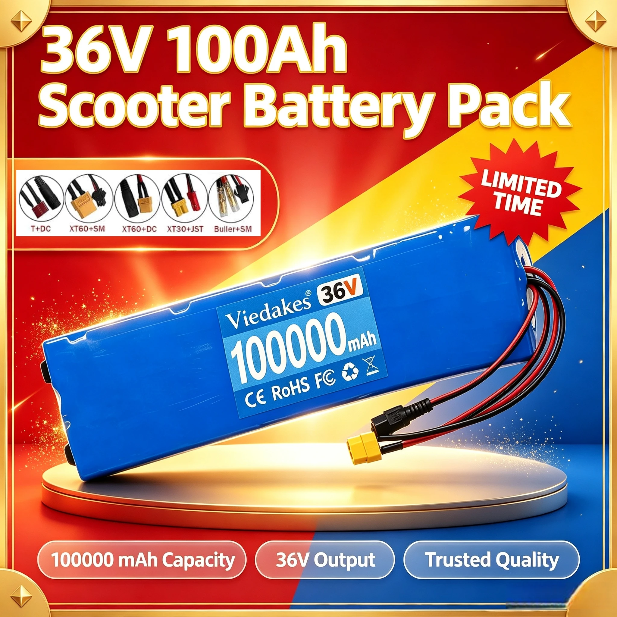 36V 100Ah 10S3P 18650 Lithium Battery Pack With Smart BMS For Xiaomi M365 Pro 1S Electric Scooter Long Range Replacement