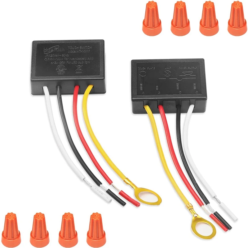 Touch Lamp Switch 2 Pack,Touch Lamp Control Module For Dimmable LED,Bulbs,Lamp Switch Replacement Kit With Wiring Caps