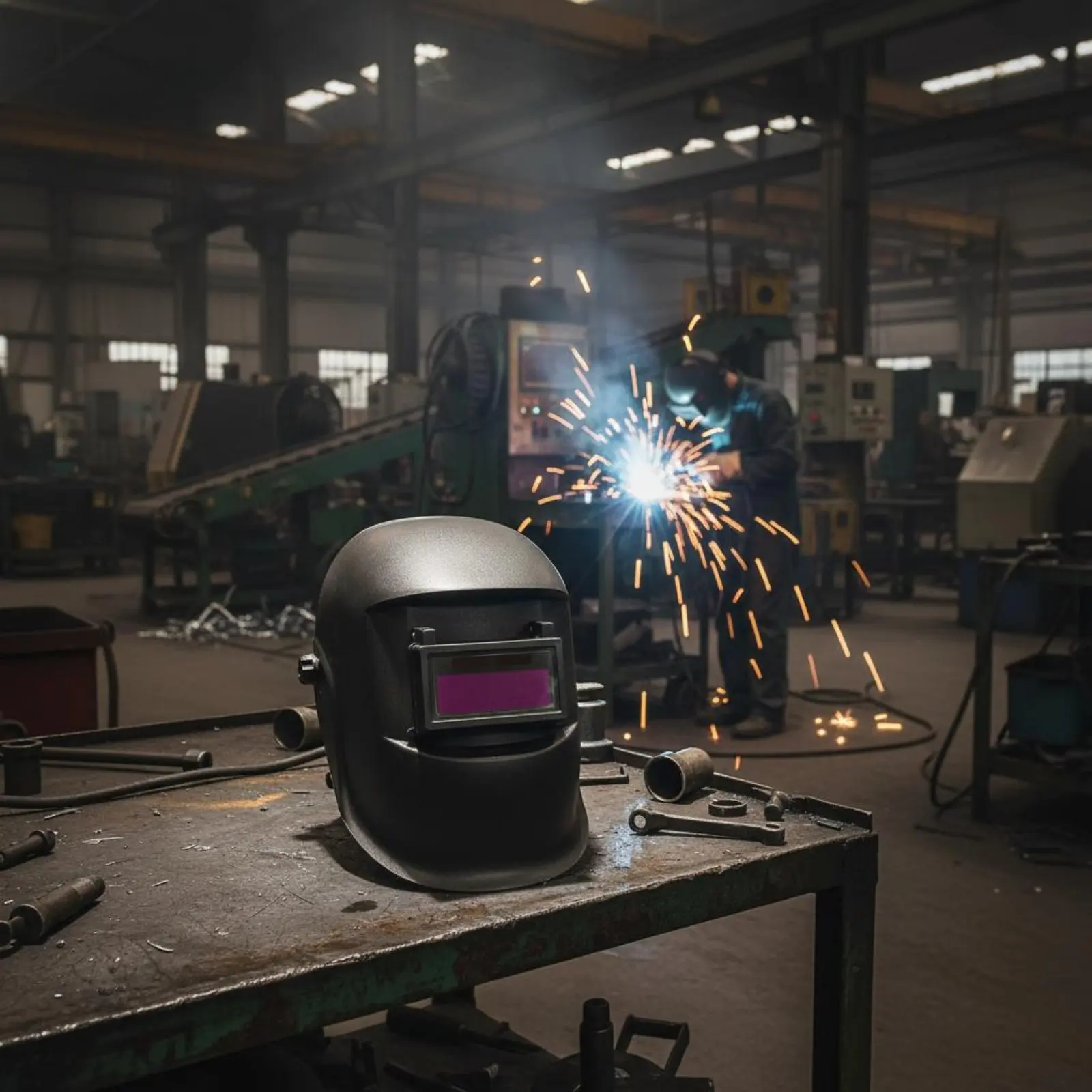 

Flip Front Metal-Joining Helmet Lightweight Auto Darkening Metal-Joining Helmet Face Guard Protection Safety Gear Adjustable