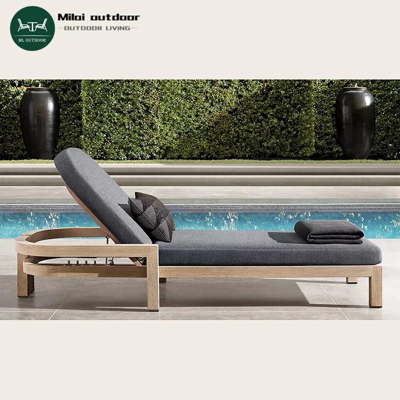 

Factory Hot Selling Outdoor Teak Deck Chair Sunbathing Wooden Bed Villa Hotel Garden Sun Lounger Terrace Pool Chair Deck Chair