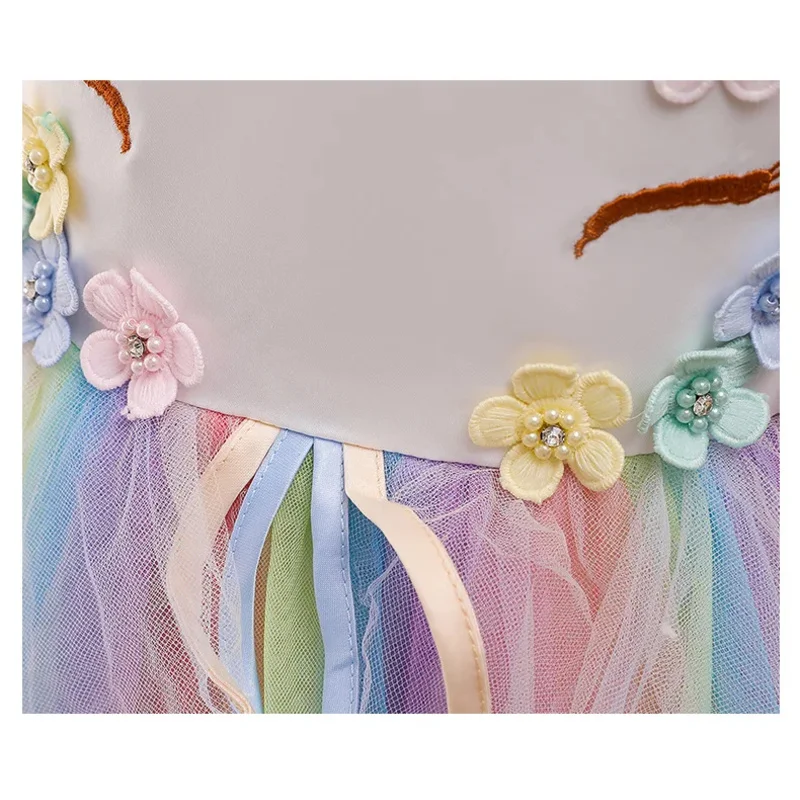 RT01 Girls Kids Unicorn Costume Birthday Party Gift LED Lights Sequin Rainbow Tutu Dress Halloween Shiny Princess Cosplay Co&Gf1