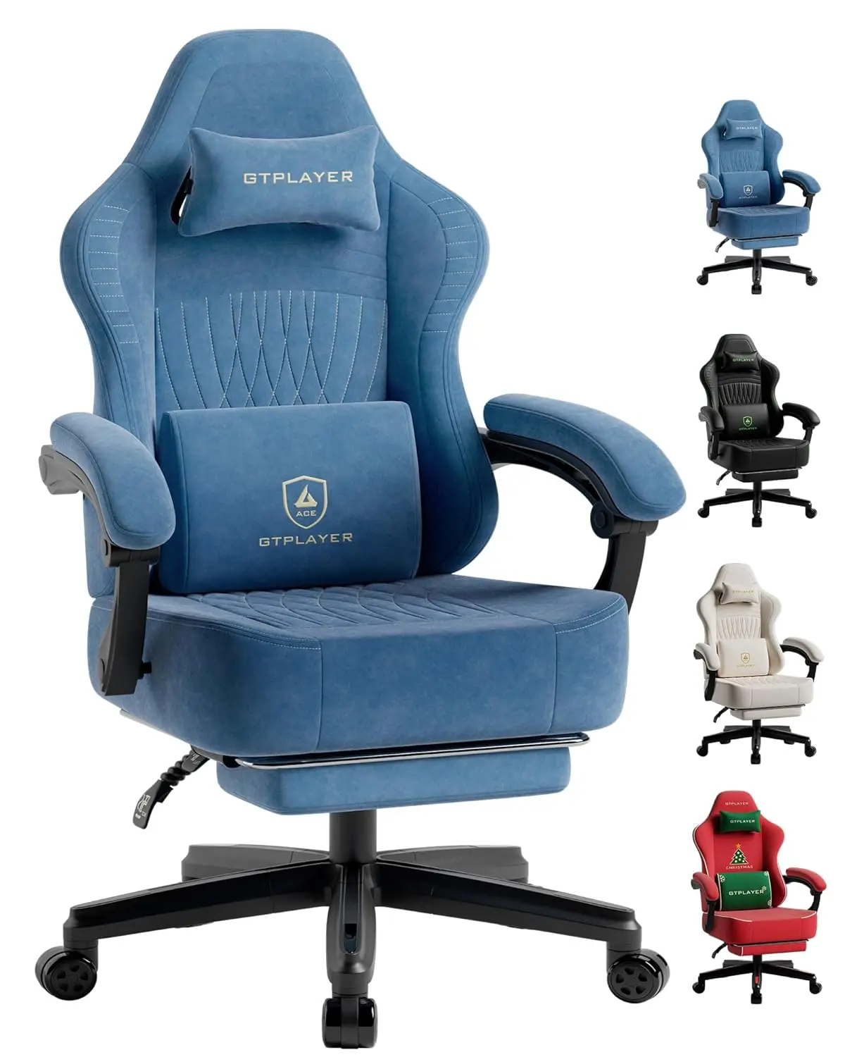 

Экстраширокое игровое кресло с высокой спинкой, подставкой для ног, пружинной подушкой, подлокотниками с механизмом синхронизации, откидное, бархатное, синее, на заказ