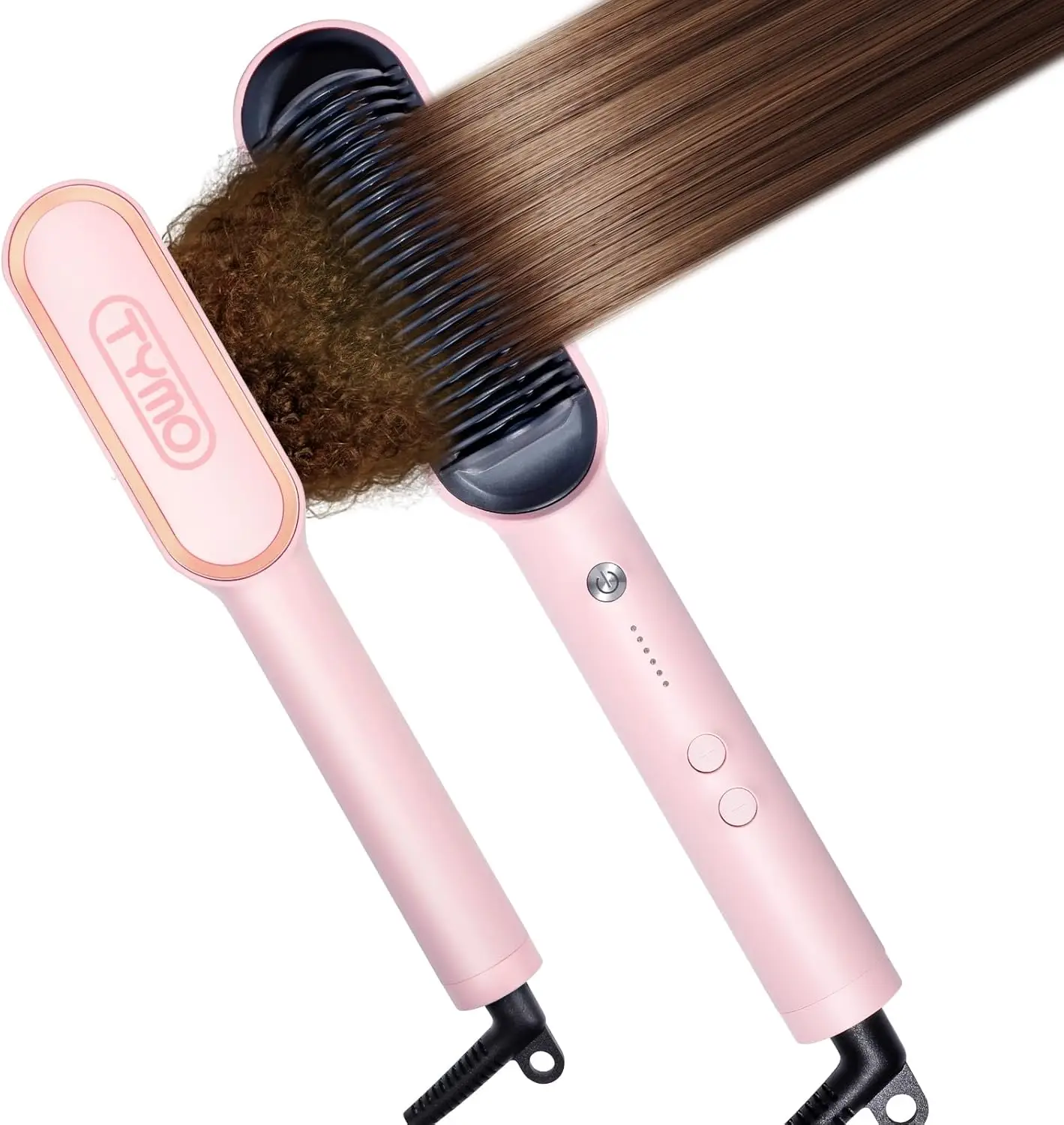 

Ring Hair Straightener Brush - Fast Heating 20s, 5 Temp Settings, Anti-Scald Design, Sakura Pink for Home Salon Use