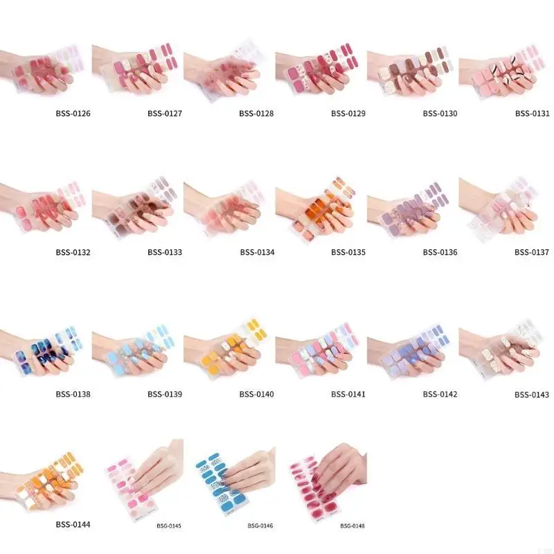 R3MF 20ピース/シート女性用マニキュアストリップ自己粘着マニキュアステッカー