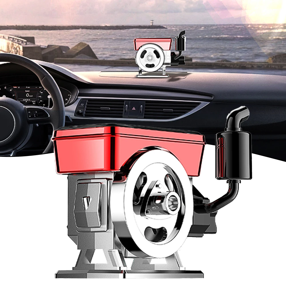 Diffuser Solar Powered Rotating Car  Purifier Simulated  Engine Silver+Red Bright Color High Temperature-resistant Anti Slip