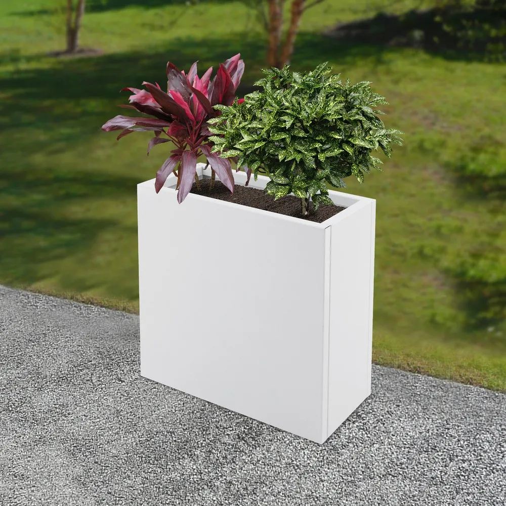 

Modern Rectangular Steel White Planter Box, Rectangular Planter Box, Planter Box for Deck, Patio