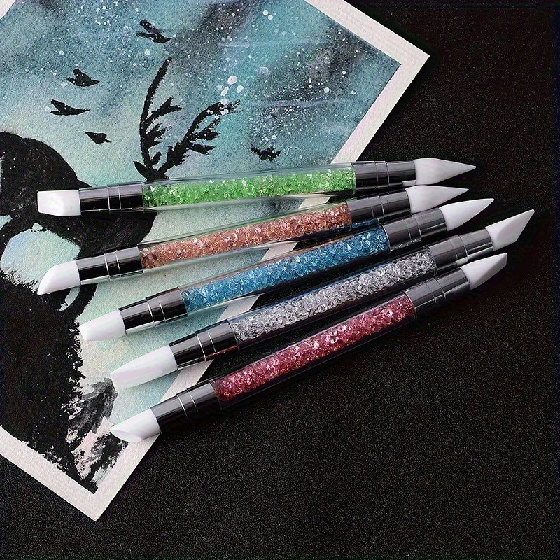 Nail Double Head Silicone Pen Set Nail Glue Head Pen Powder Coating Embossing Stick Indenting Pen Soft Ceramic Clay Tool