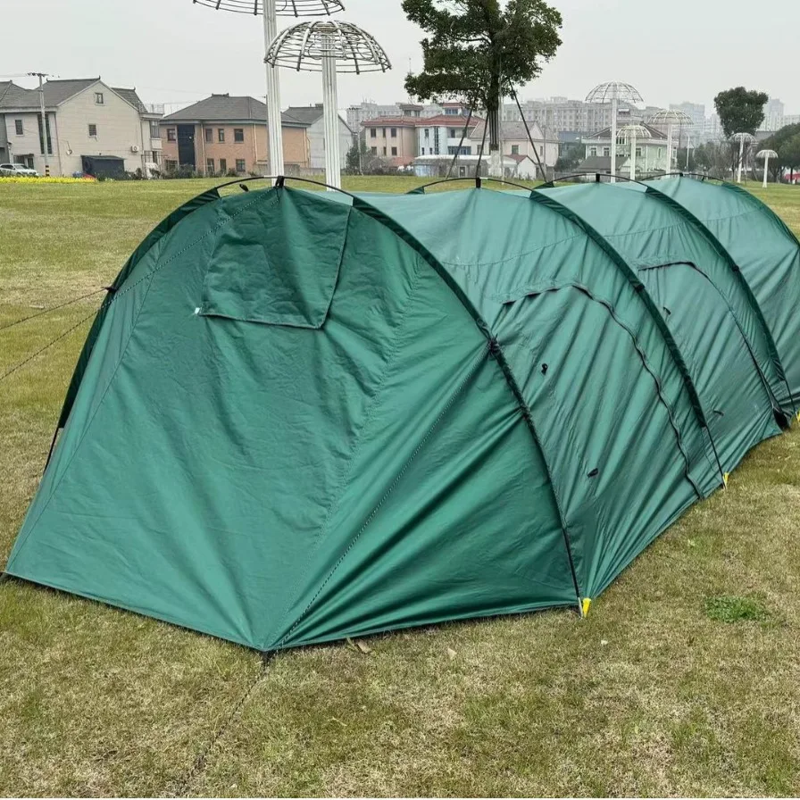 2026 Outdoor Double-layer Waterproof Tunnel Tent Camping Hiking Traveltwo-room Thickened Portable Three-season Polyester Fabricp