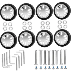 8Pcs Luggage Wheels Replacement Kit,Dia 2In/50Mm Thick 0.47In/12Mm Resistant Rubber Mute Caster Replacement Suitcase Durable B