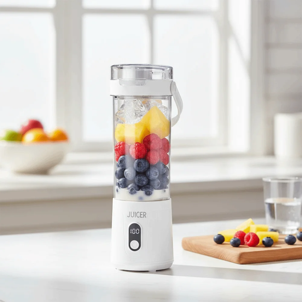 600ML Capacity Portable Blender Fresh Fruit Blender USB Rechargeable Fruit Mixers Household Fruit Cup Personal Juice Outdoor Use