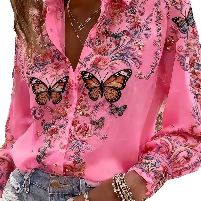 Nieuw heren overhemd met lange mouwen in 11 kleuren, met 3D bloemenprint en boomtakpatroon op de revers, comfortabel heren topje - afbeelding 2
