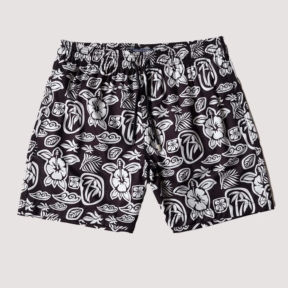 

Summer Men's Tahiti Turtles Print Swim Shorts High-Quality Stretch Beach Shorts Luxury Brand Crankshaft Quick-Dry Surfing Swimwear